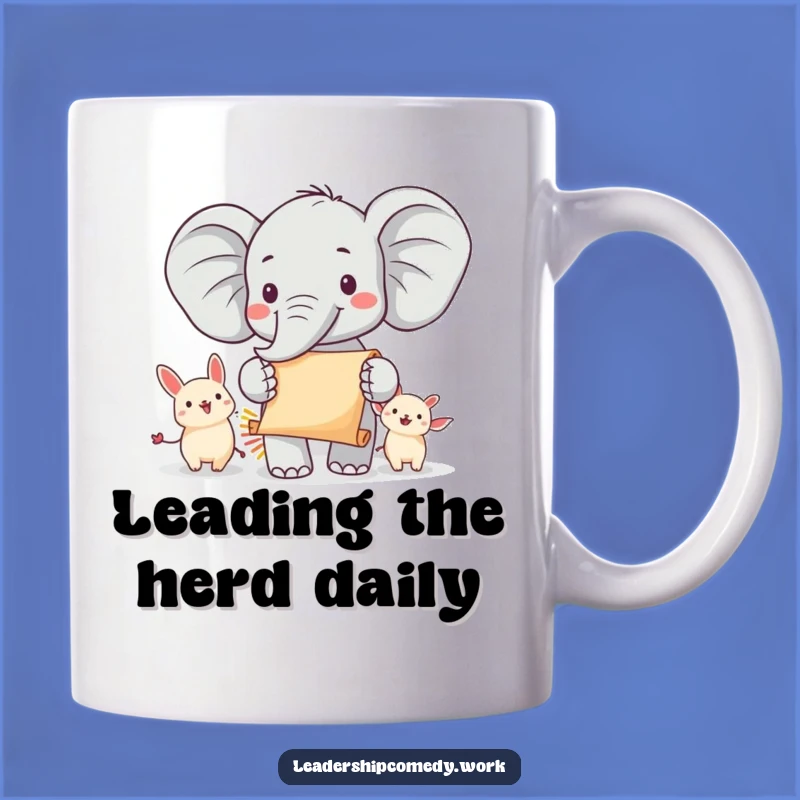 Funny Cheerful Elephant Parade Mug: Leader of the Pack, Perfect Gift