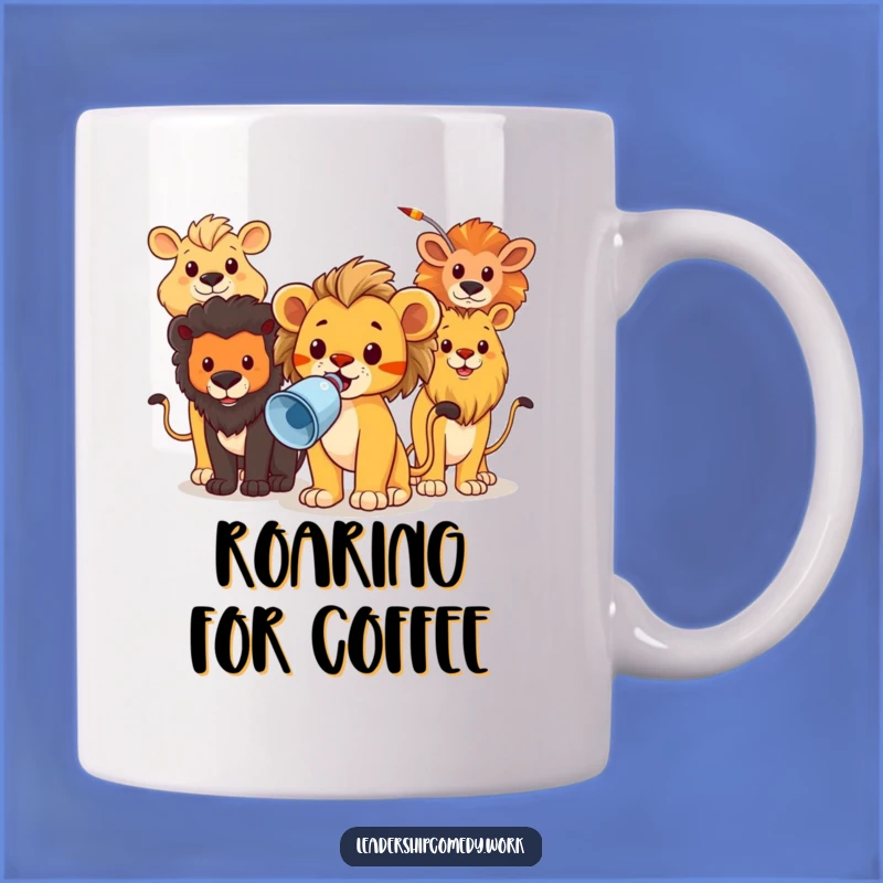 Funny Lion Cub Megaphone Mug: Brave Leader Animal Rally - Perfect Funny Gift