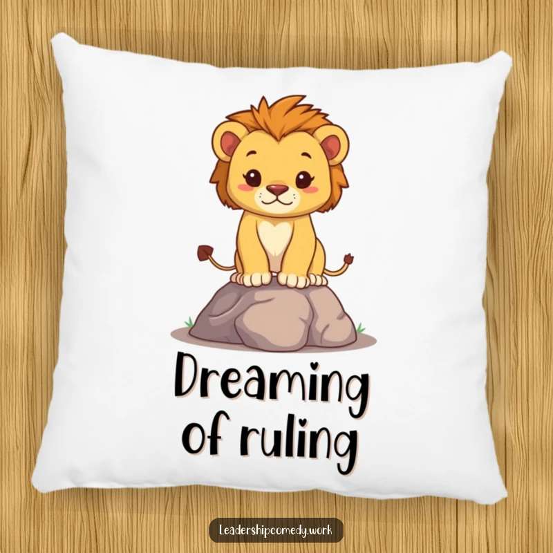 Funny lion cub pillow featuring a determined cub with puffed chest, providing cozy comfort and a symbol of inner strength, an adorable funny gift.