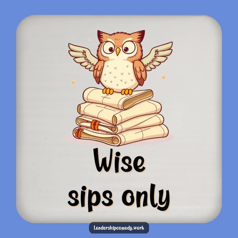Funny Owl Scrolls Coaster Set: Protect Surfaces with Wisdom - Unique Funny Gift