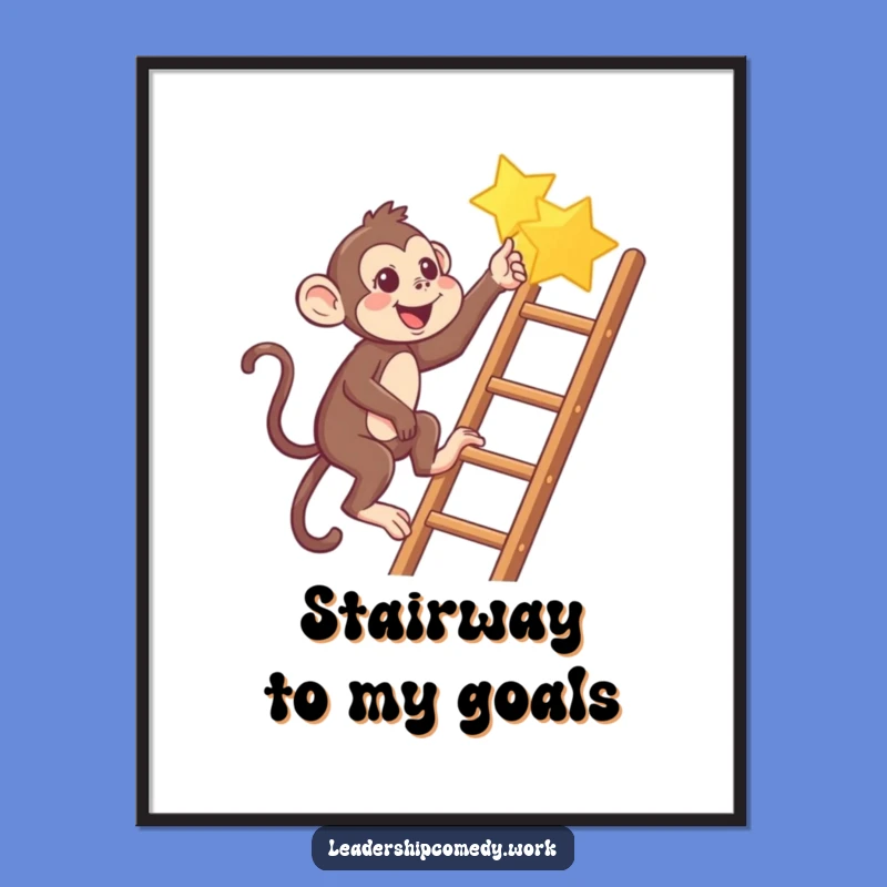Funny Monkey Climbing Star Poster: Inspiring Wall Art for a Humorous Home