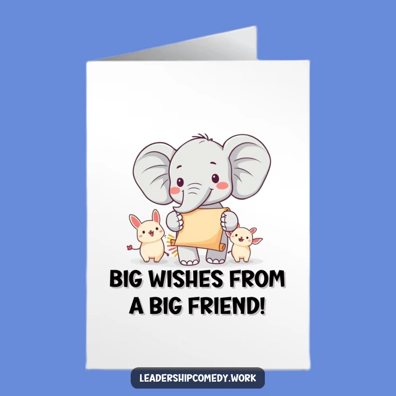 Free Printable Birthday Card: Elephant Parade & Scroll - Joyful Downloadable