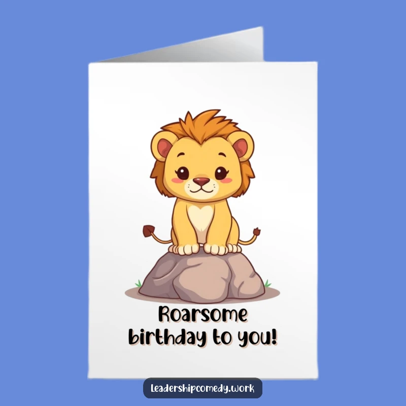 Free Printable Birthday Card: Lion Cub's Bold Wish - Downloadable Brave Greeting