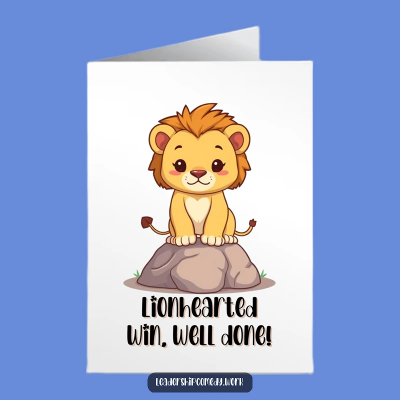 Free Printable Congrats Card: Lion Cub's Triumph - Downloadable Bold Achievement