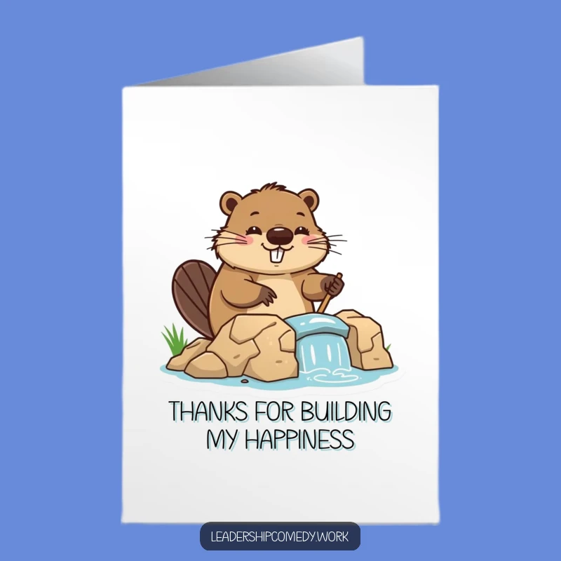Free Printable Beaver Thank You Card: Busy Dam Builder Downloadable Gift for Gratitude
