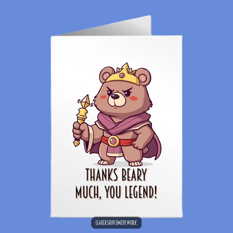 Free Printable Bear Thank You Card: Royal Scepter Gratitude Funny Downloadable Gift