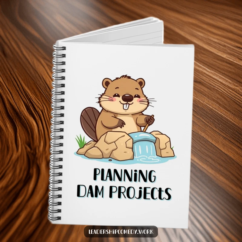 Funny beaver notebook, directing dam construction, perfect for planning projects. A great gift for planners.